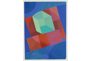 Zátiší ze čtyřúhelníkových a kruhových ploch a krychle